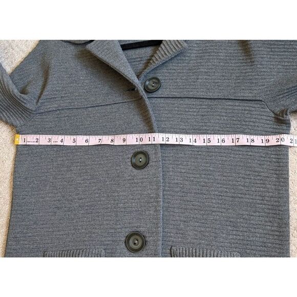 Montgomery Ward VTG Button Front Pure Wool Ribbed Coat Preppy Minimalist Large - Picture 3 of 8